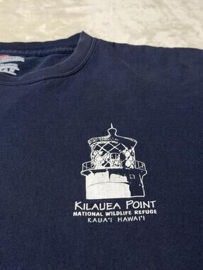 Vintage Kilauea Point National Wildlife Refuge Hawaii T-Shirt Blue Hanes XL